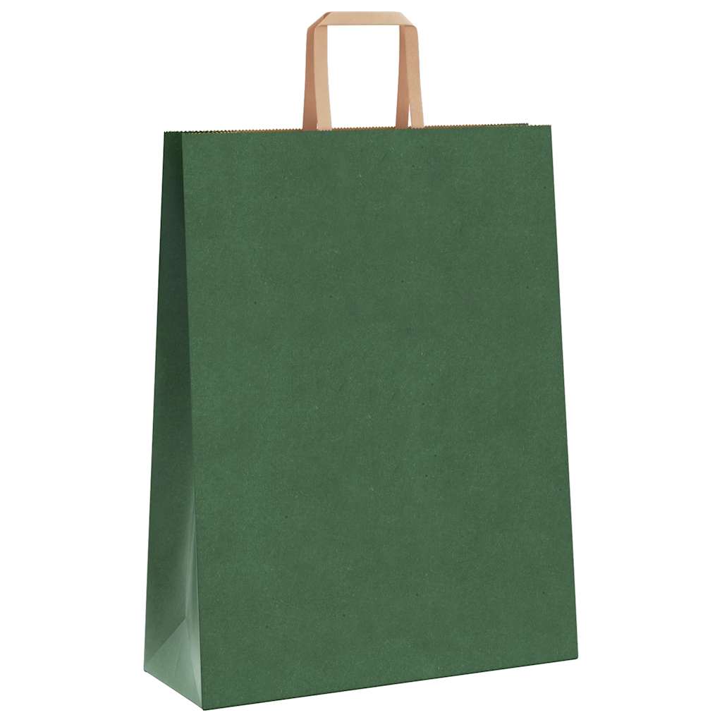 Saci de hârtie 50 buc cu mânere verde 32x12x42 cm GartenMobel Dekor