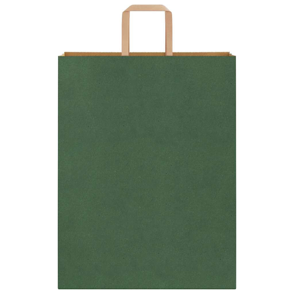 Saci de hârtie 50 buc cu mânere verde 32x12x42 cm GartenMobel Dekor