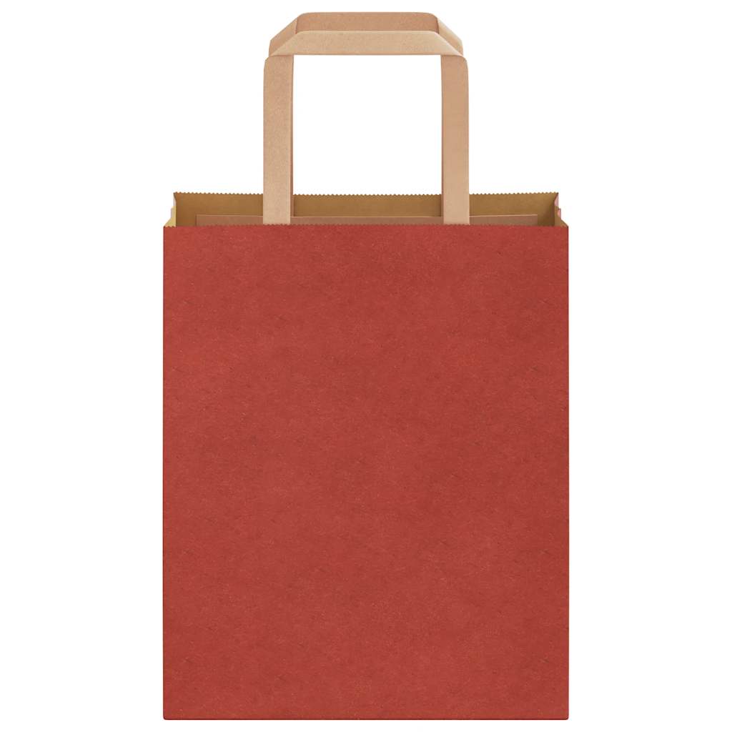 Pungi de hârtie 250 buc cu mânere roșii 18x8x22 cm GartenMobel Dekor