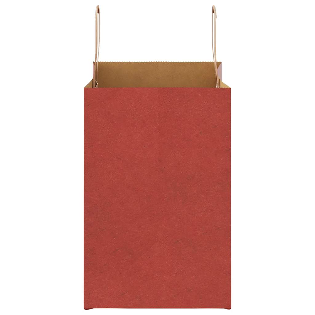 Pungi de hârtie 250 buc cu mânere roșii 26x17x25 cm GartenMobel Dekor