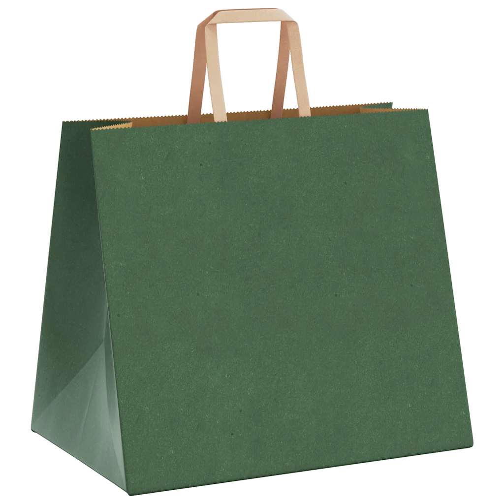 Pungi de hârtie 250 buc cu mânere verde 32x22x28 cm GartenMobel Dekor