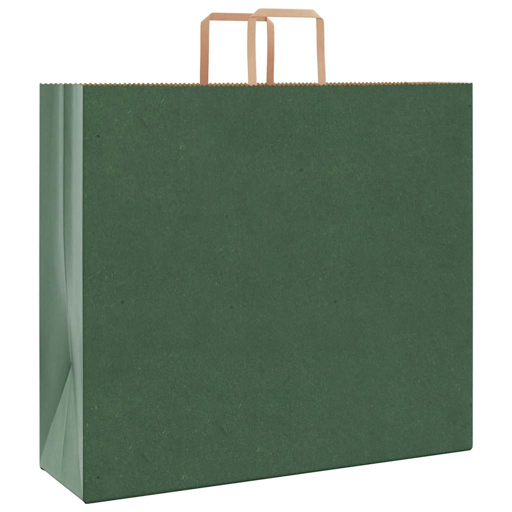 Pungi de hârtie 250 buc cu mânere verde 54x15x49 cm GartenMobel Dekor