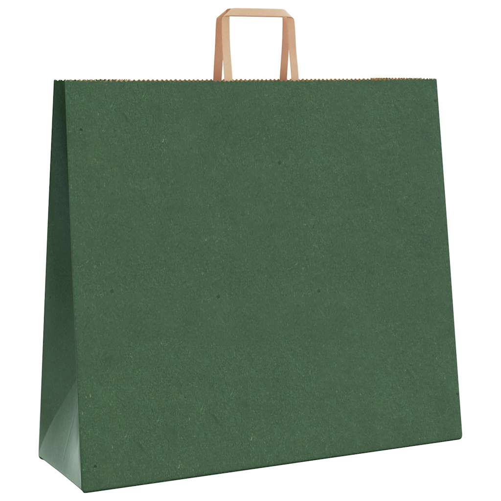 Pungi de hârtie 250 buc cu mânere verde 54x15x49 cm GartenMobel Dekor