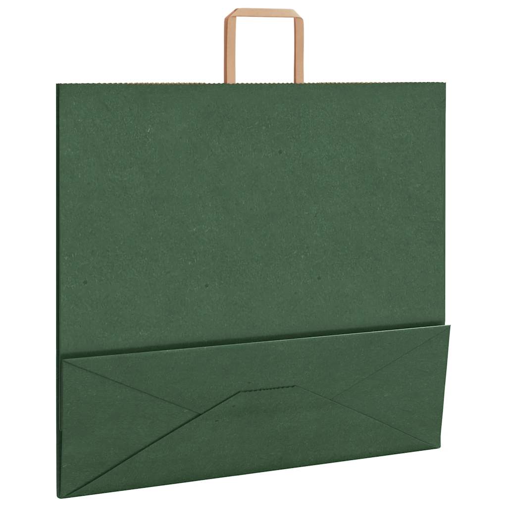 Pungi de hârtie 250 buc cu mânere verde 54x15x49 cm GartenMobel Dekor