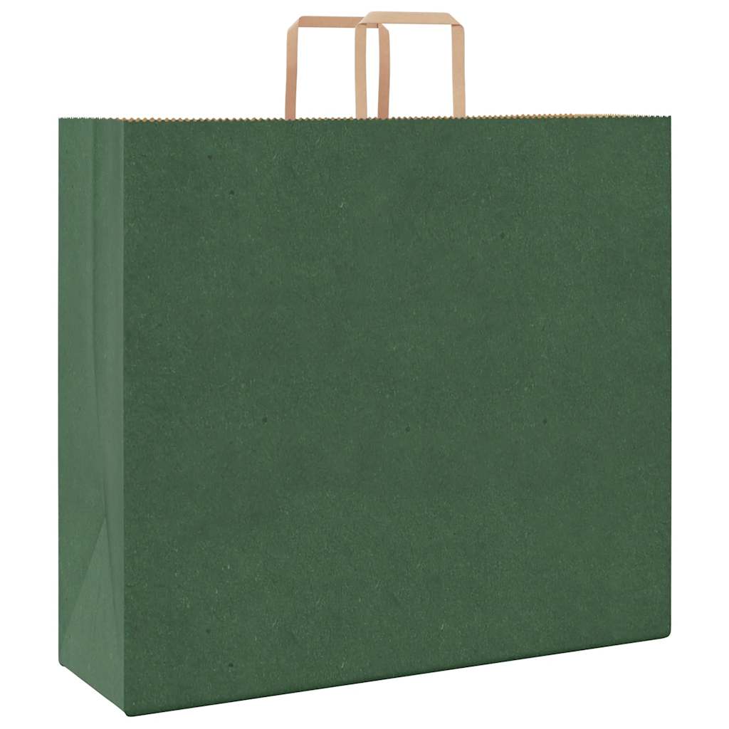 Pungi de hârtie 250 buc cu mânere verde 54x15x49 cm GartenMobel Dekor
