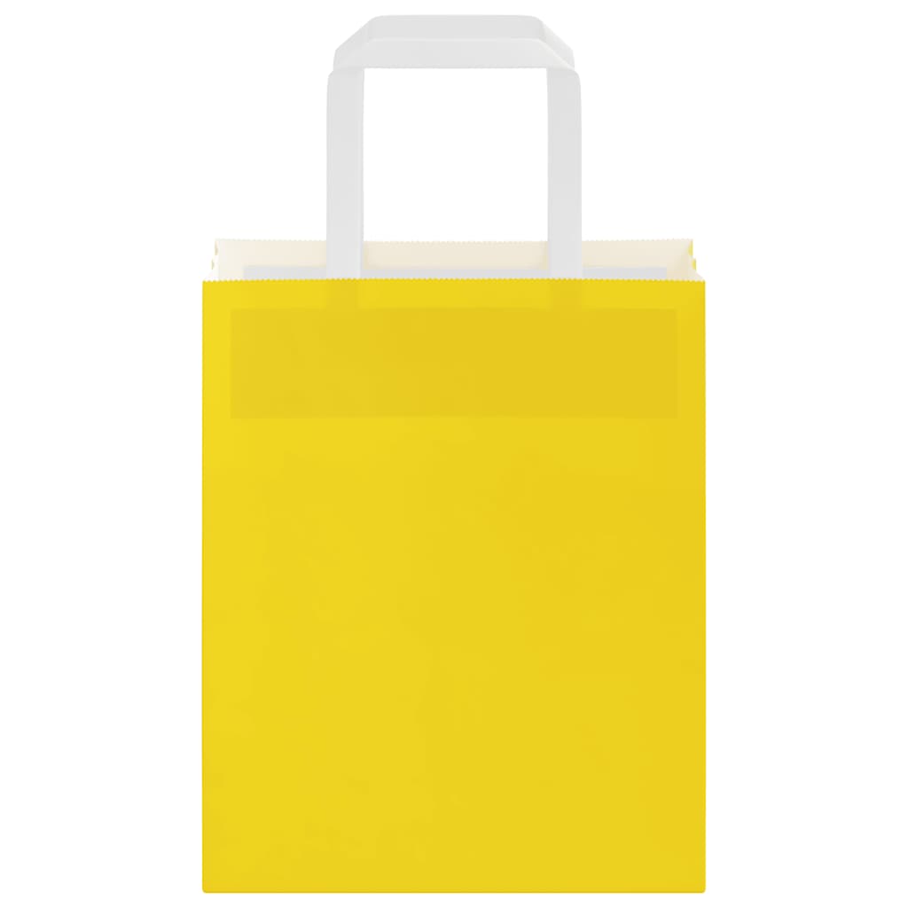 Pungi de hârtie 50 buc cu mânere galbene 18x8x22 cm GartenMobel Dekor