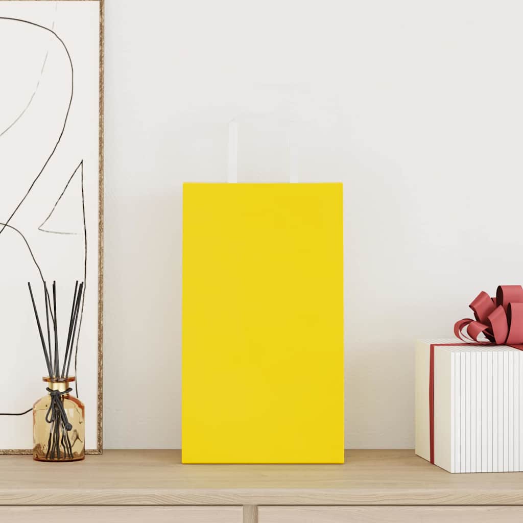 Pungi de hârtie 50 buc cu mânere galbene 21x11x36 cm GartenMobel Dekor