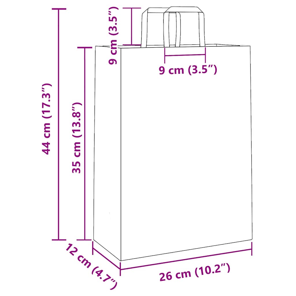 Pungi de hârtie 50 buc cu mânere galbene 26x12x35 cm GartenMobel Dekor
