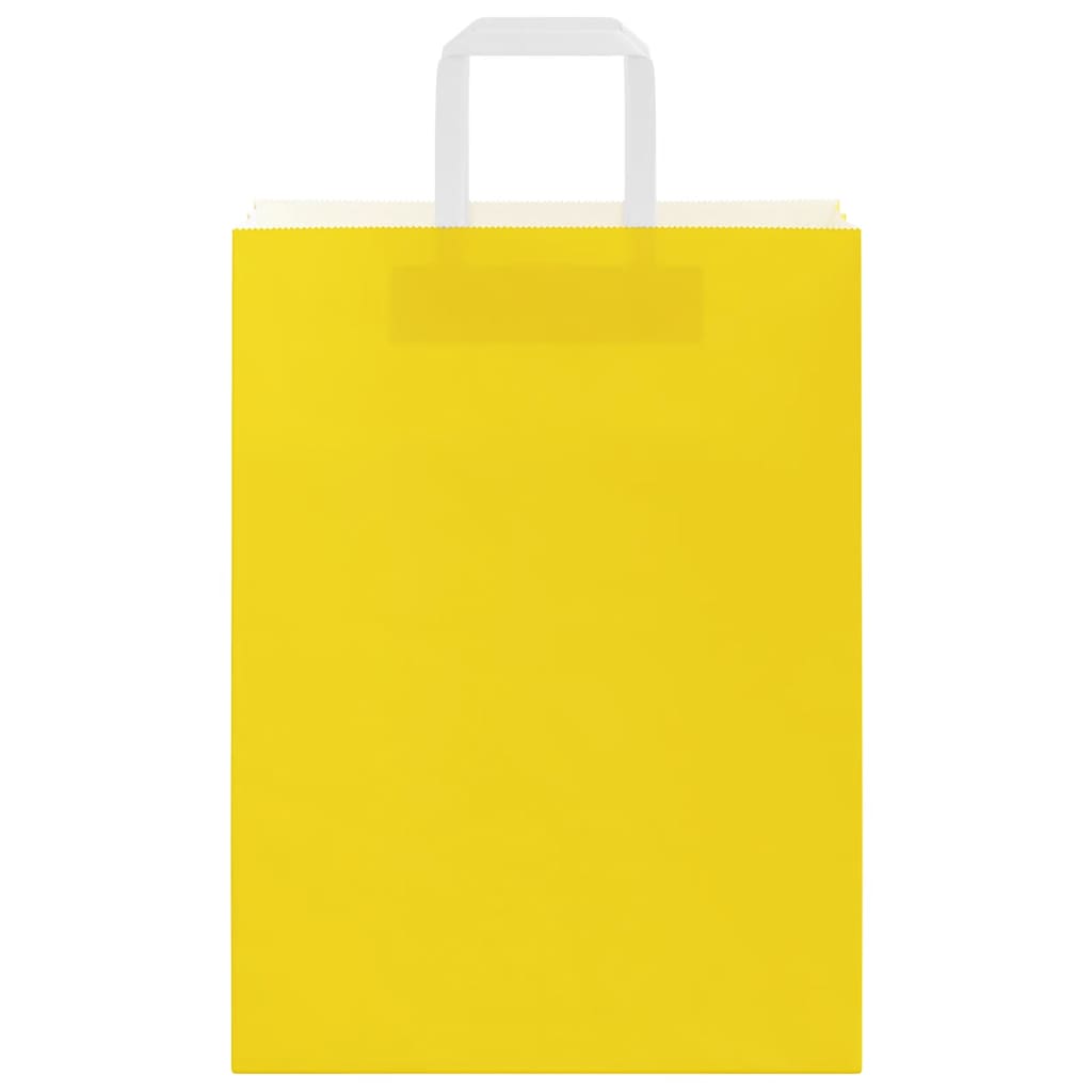 Pungi de hârtie 50 buc cu mânere galbene 26x12x35 cm GartenMobel Dekor