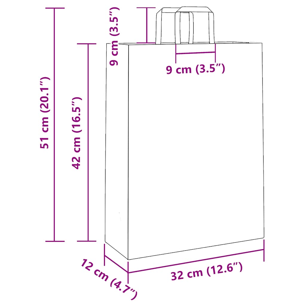 Pungi de hârtie 50 buc cu mânere galbene 32x12x42 cm GartenMobel Dekor