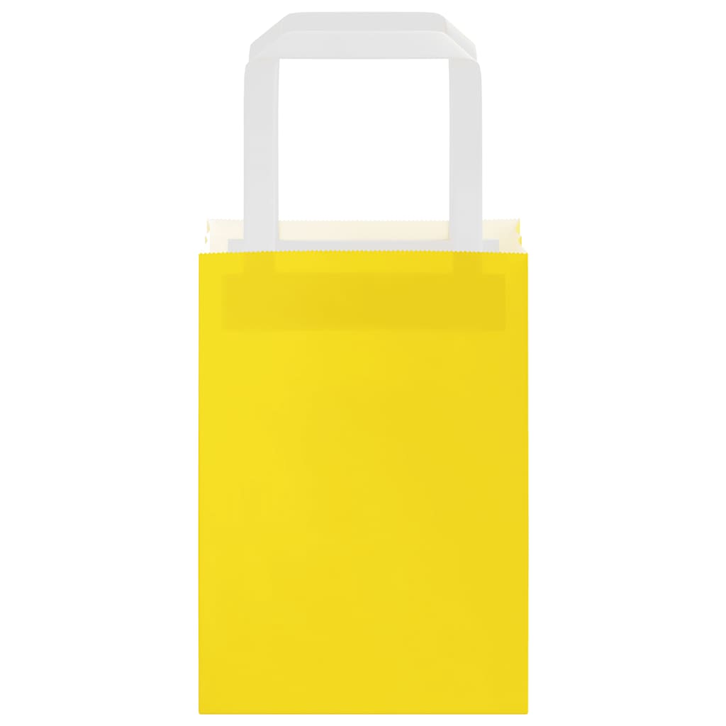 Pungi de hârtie 250 buc cu mânere galbene 15x8x21 cm GartenMobel Dekor