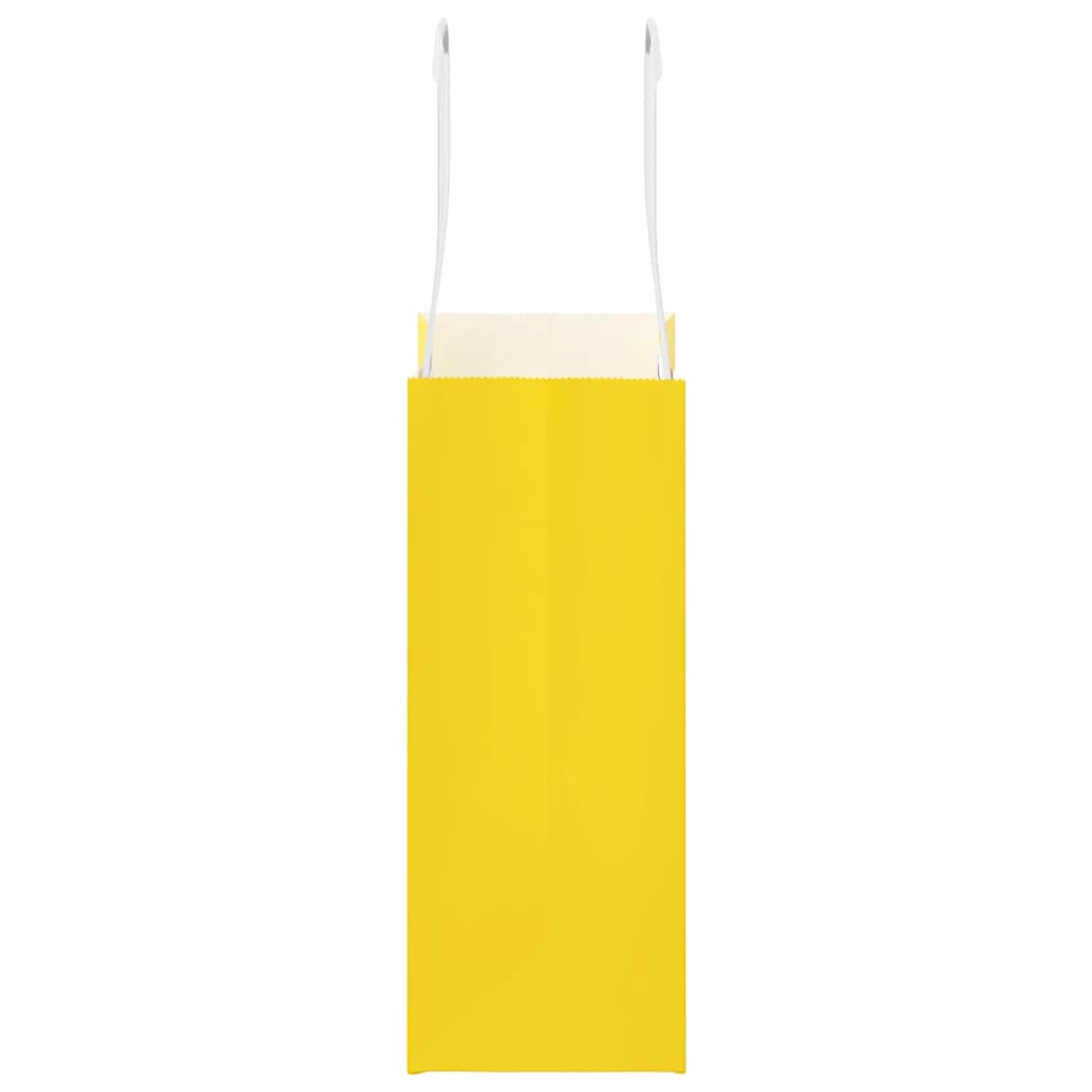 Pungi de hârtie 250 buc cu mânere galbene 15x8x21 cm GartenMobel Dekor