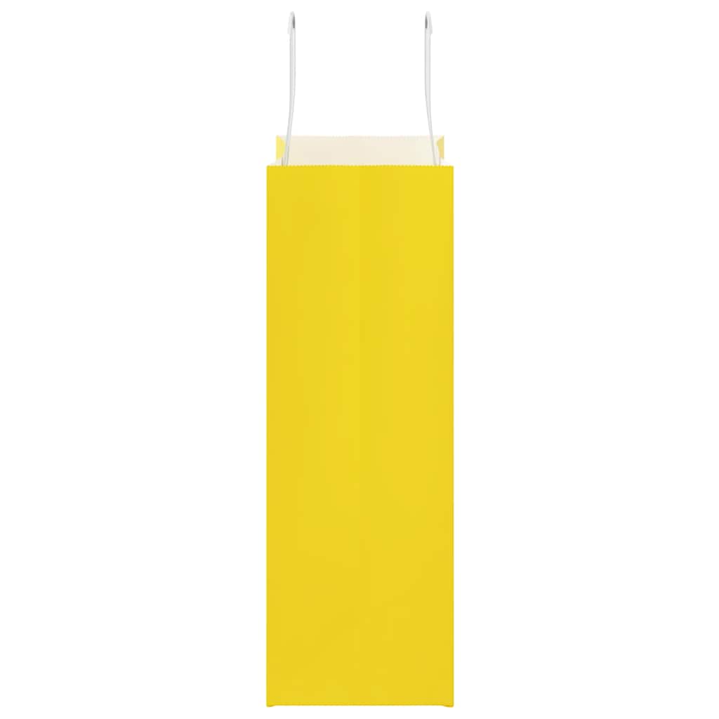 Pungi de hârtie 250 buc cu mânere galbene 21x11x31 cm GartenMobel Dekor