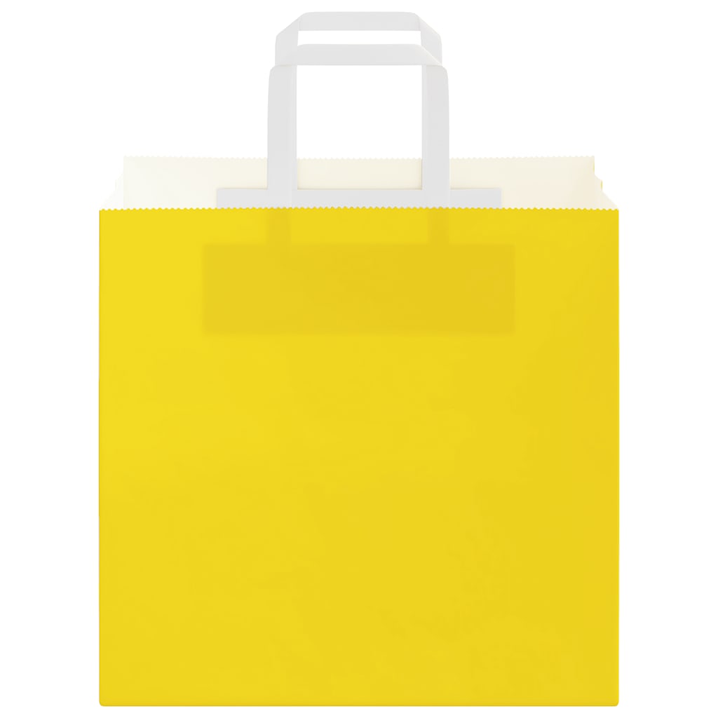 Pungi de hârtie 250 buc cu mânere galbene 26x17x25 cm GartenMobel Dekor
