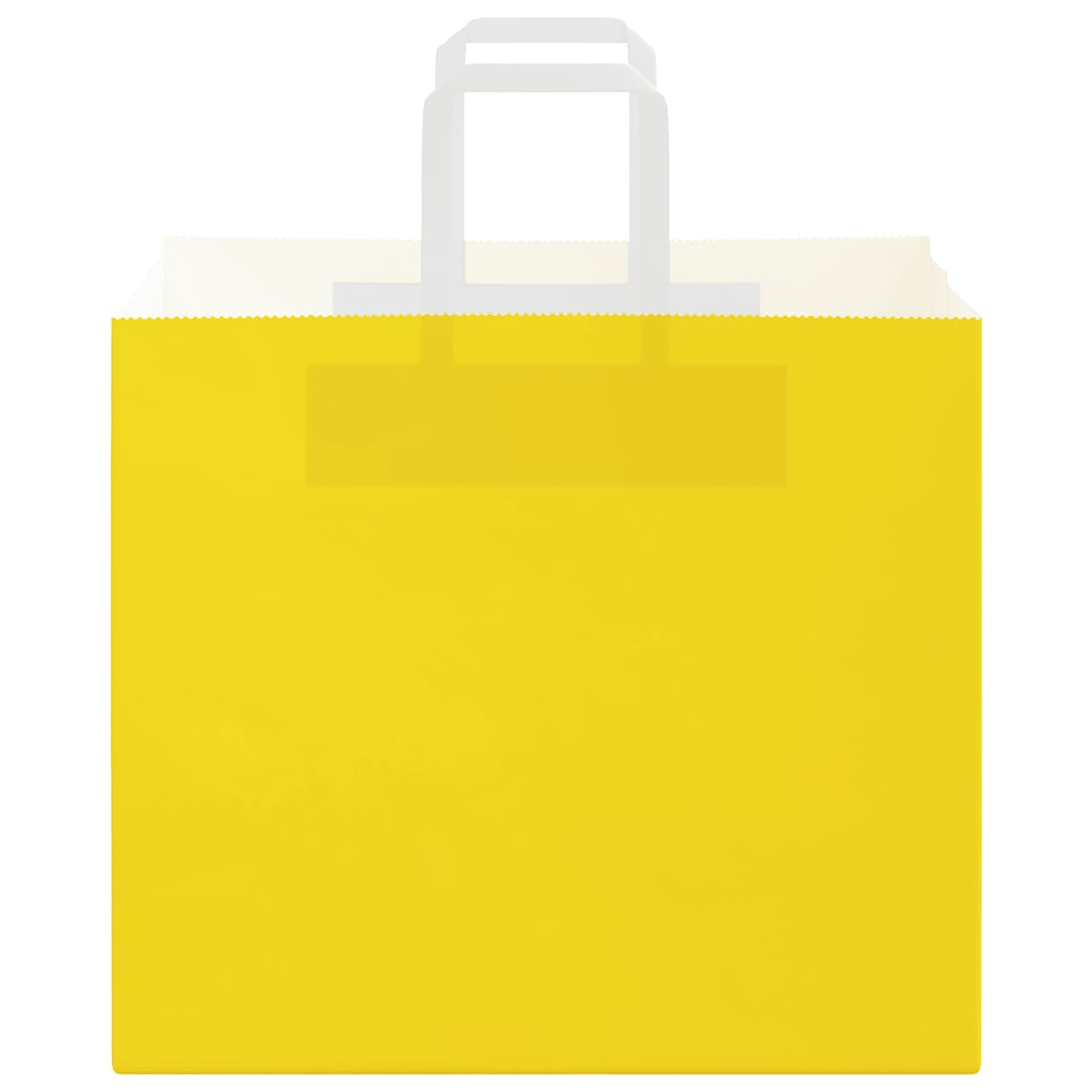 Pungi de hârtie 250 buc cu mânere galbene 32x22x28 cm GartenMobel Dekor