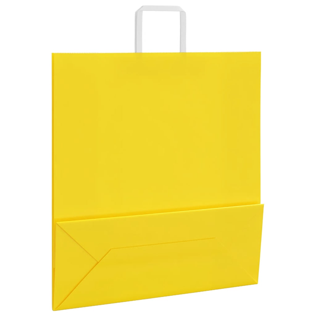 Pungi de hârtie 50 buc cu mânere galbene 45x17x48 cm GartenMobel Dekor