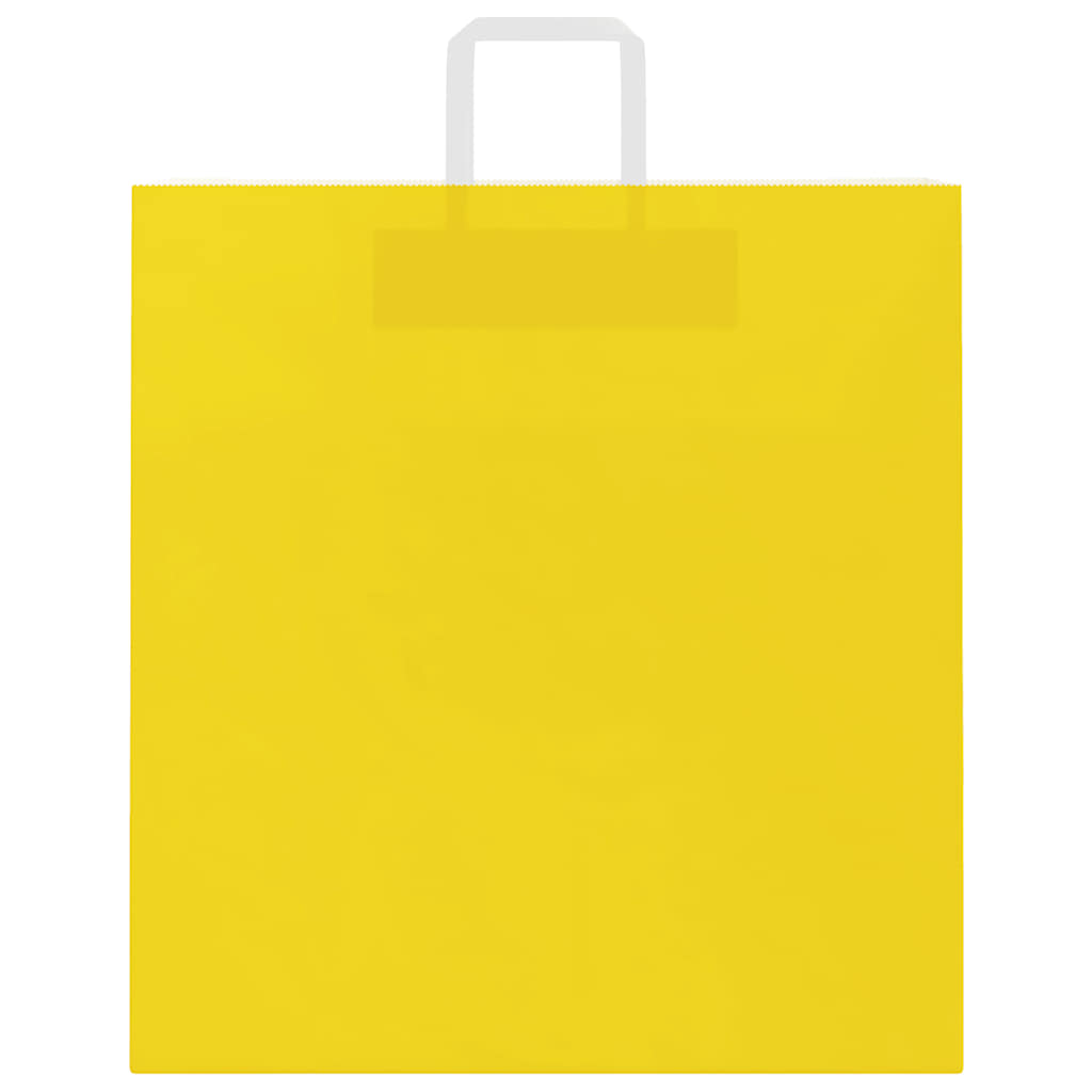 Pungi de hârtie 50 buc cu mânere galbene 45x17x48 cm GartenMobel Dekor