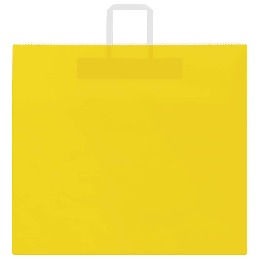 Pungi de hârtie 50 buc cu mânere galbene 54x15x49 cm GartenMobel Dekor
