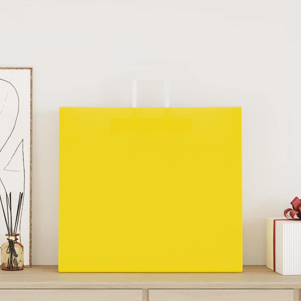 Pungi de hârtie 50 buc cu mânere galbene 54x15x49 cm GartenMobel Dekor