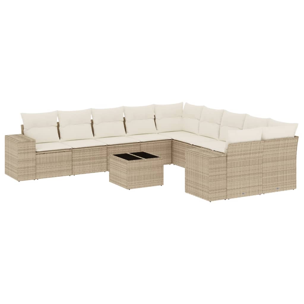 Set canapele de grădină cu perne, 11 piese, bej, poliratan GartenMobel Dekor