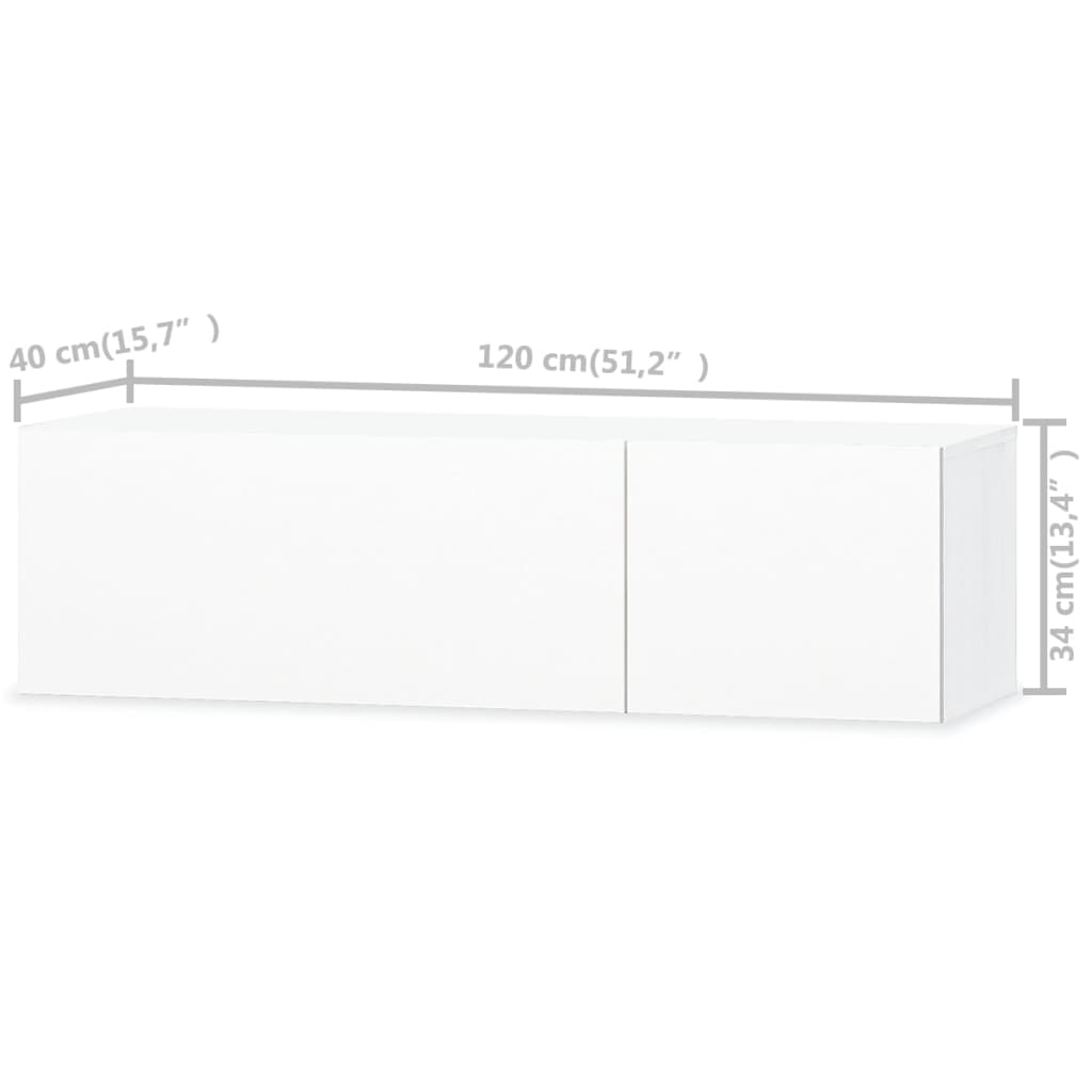 Comodă TV, alb extralucios, 120x40x34 cm, PAL GartenMobel Dekor
