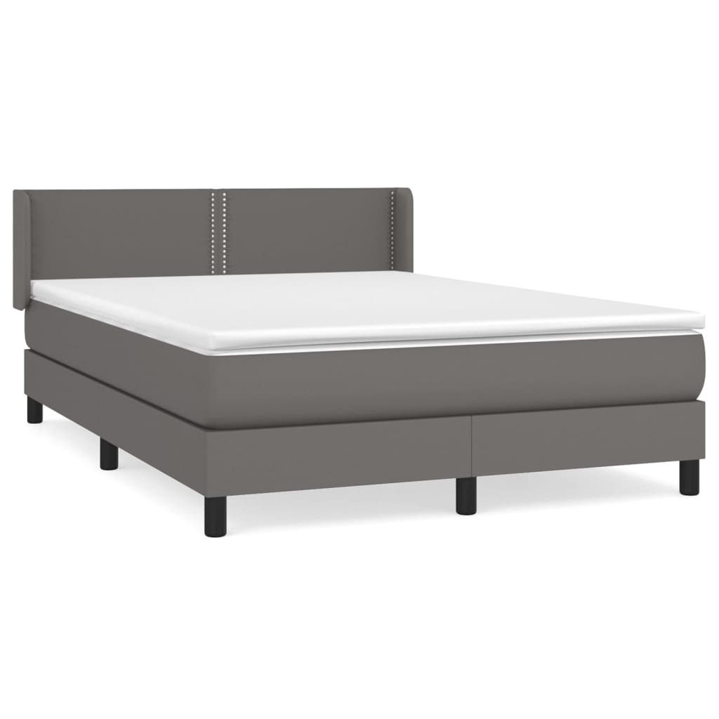 Pat box spring cu saltea, gri, 140x200 cm, piele ecologică GartenMobel Dekor