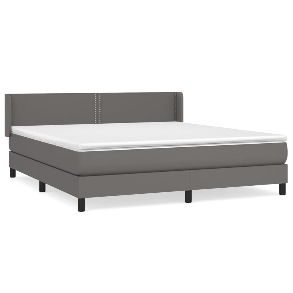 Pat box spring cu saltea, gri, 180x200 cm, piele ecologică GartenMobel Dekor