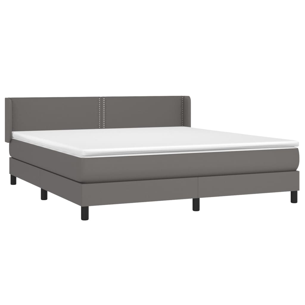 Pat box spring cu saltea, gri, 180x200 cm, piele ecologică GartenMobel Dekor
