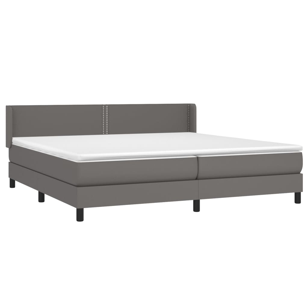 Pat box spring cu saltea, gri, 200x200 cm, piele ecologică GartenMobel Dekor