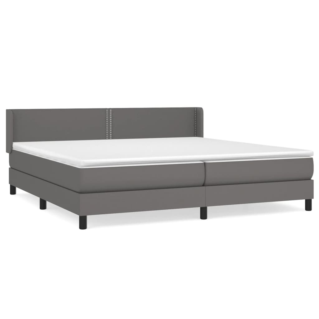 Pat box spring cu saltea, gri, 200x200 cm, piele ecologică GartenMobel Dekor