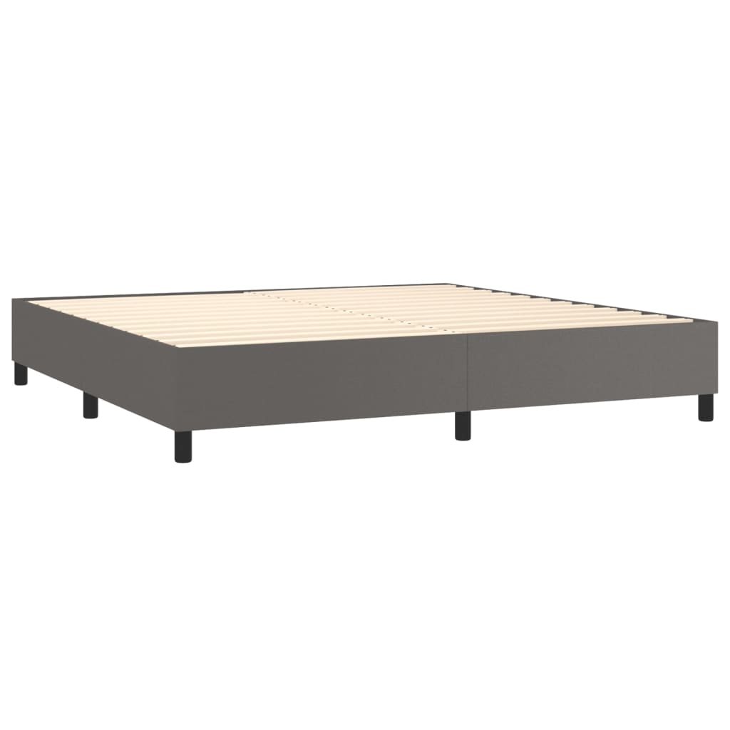 Pat box spring cu saltea, gri, 200x200 cm, piele ecologică GartenMobel Dekor