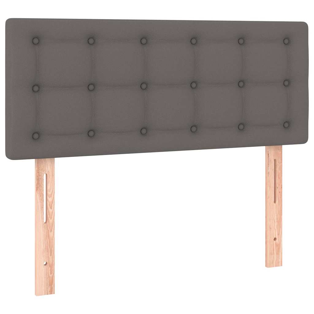 Pat box spring cu saltea, gri, 80x200 cm, piele ecologică GartenMobel Dekor