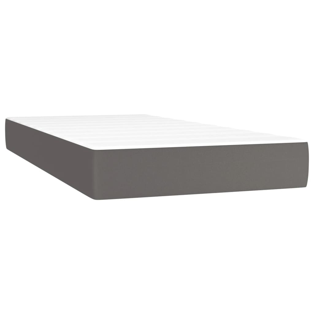 Pat box spring cu saltea, gri, 80x200 cm, piele ecologică GartenMobel Dekor