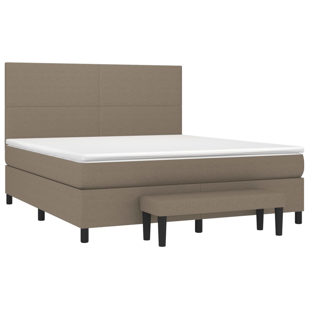 Pat box spring cu saltea, gri taupe, 160x200 cm material textil GartenMobel Dekor