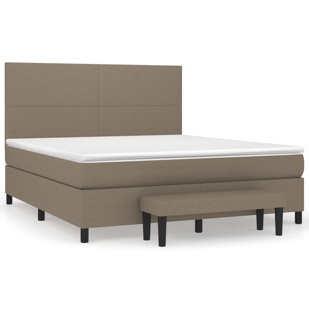 Pat box spring cu saltea, gri taupe, 160x200 cm material textil GartenMobel Dekor