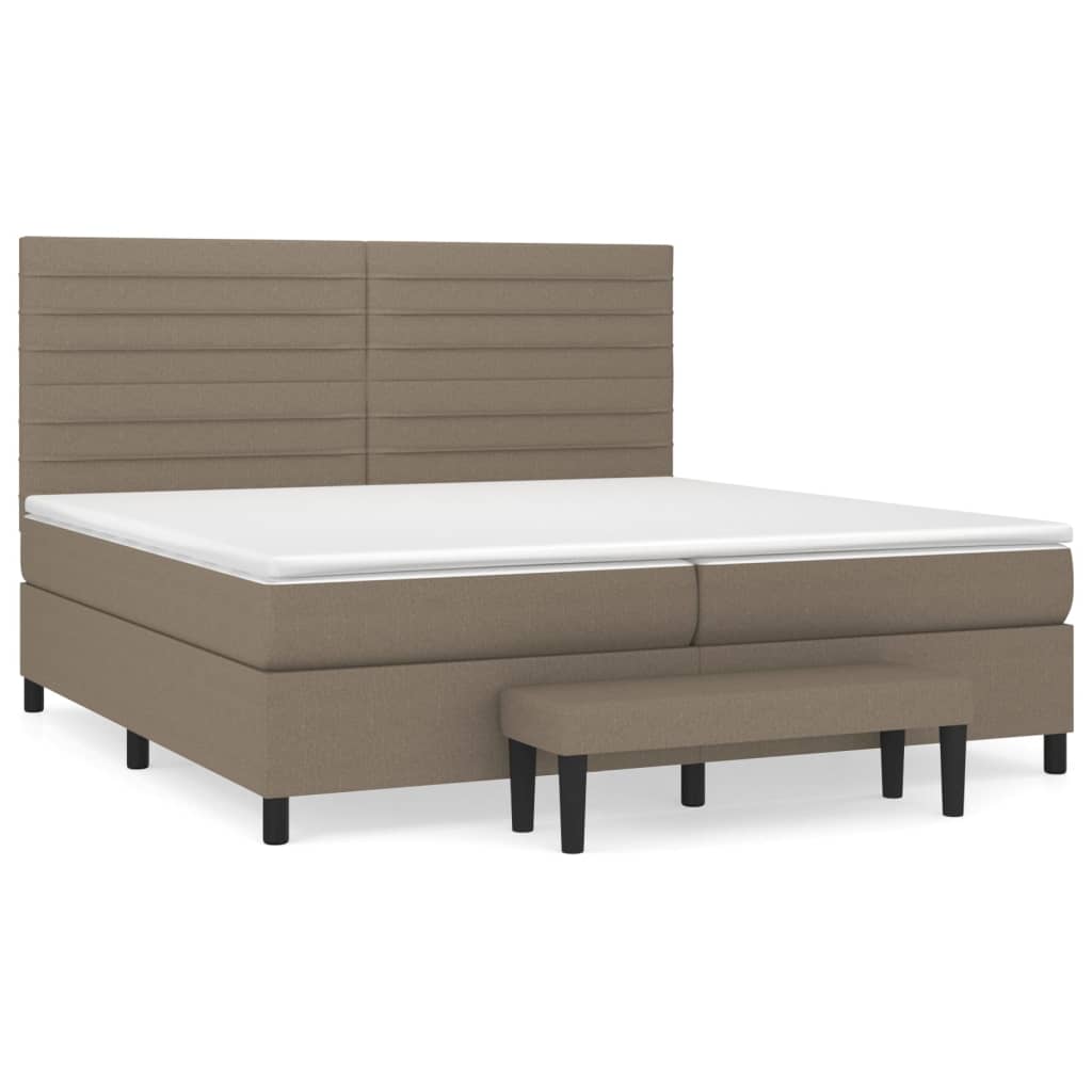Pat box spring cu saltea, gri taupe, 200x200 cm, textil GartenMobel Dekor