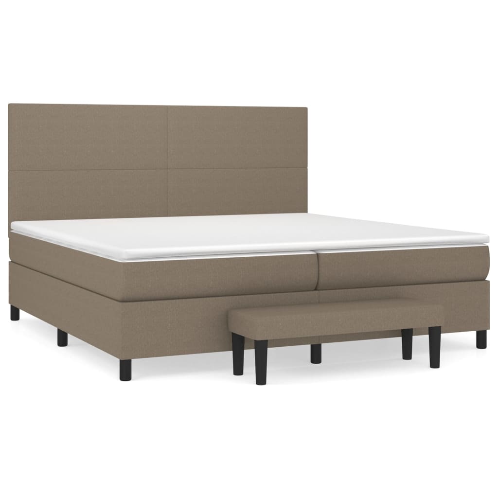 Pat box spring cu saltea, gri taupe, 200x200 cm, textil GartenMobel Dekor
