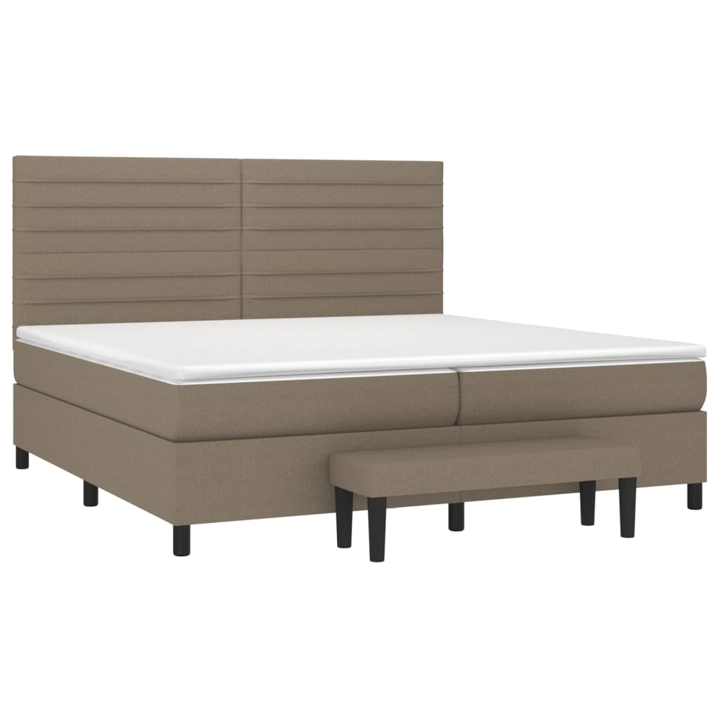 Pat box spring cu saltea, gri taupe, 200x200 cm, textil GartenMobel Dekor