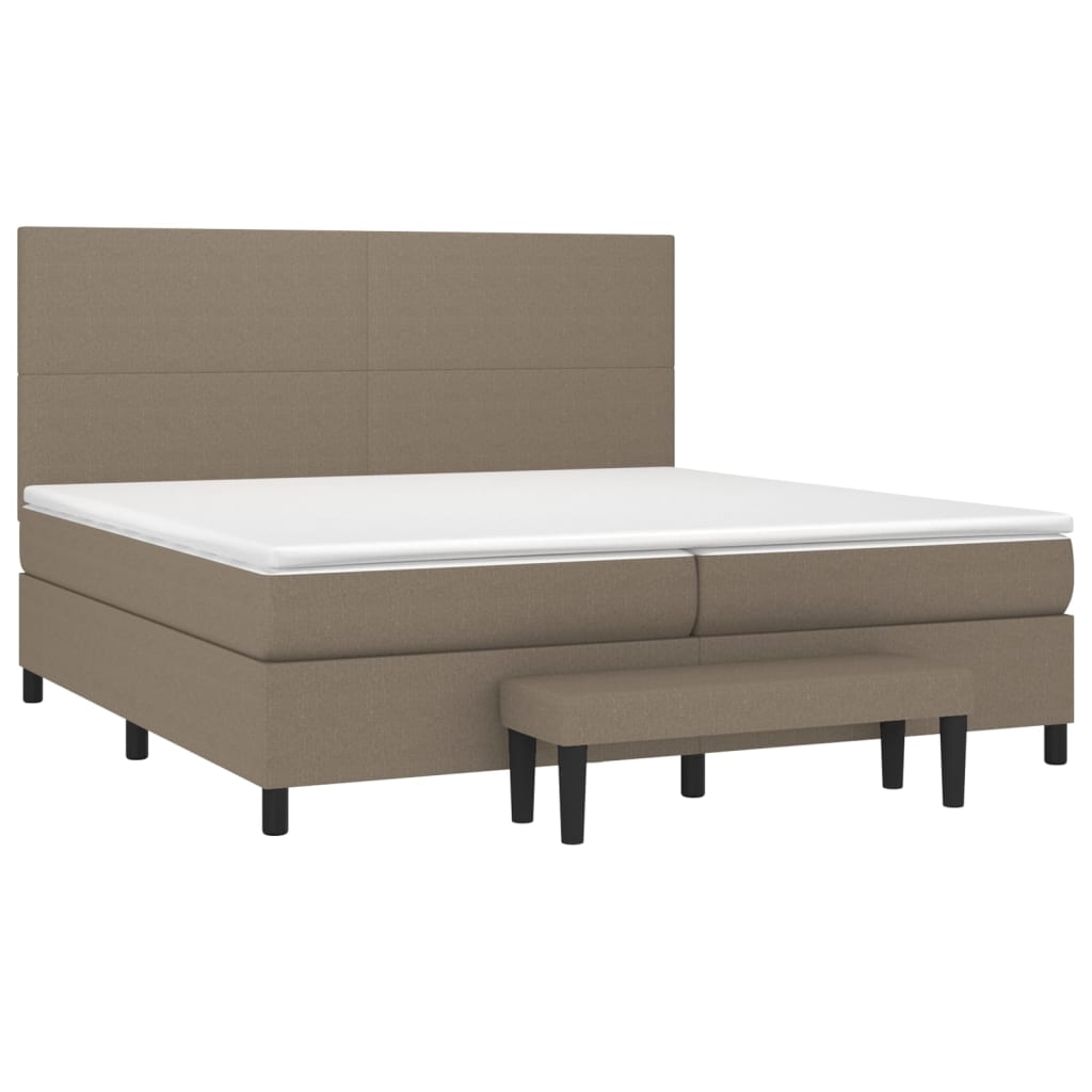 Pat box spring cu saltea, gri taupe, 200x200 cm, textil GartenMobel Dekor