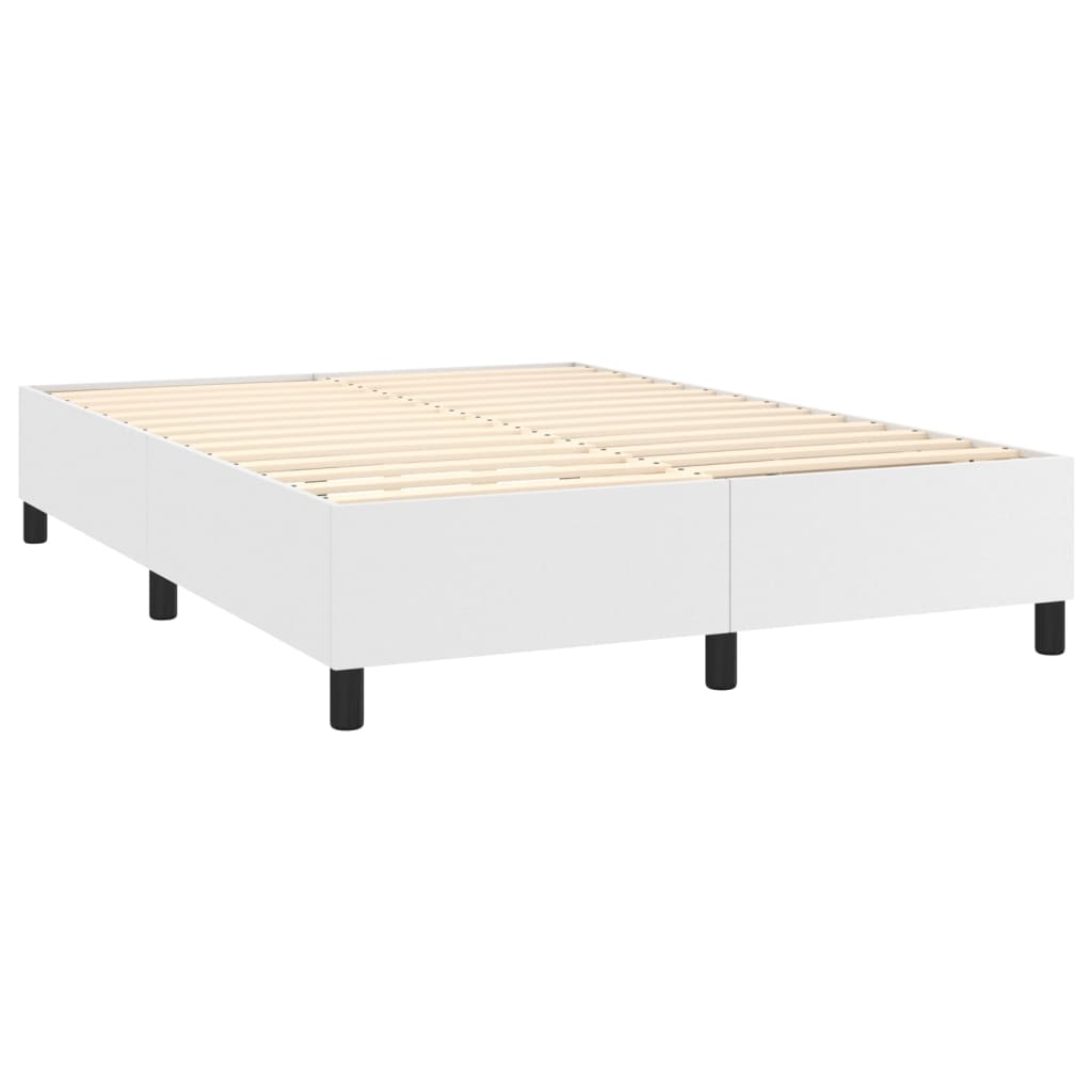 Pat box spring cu saltea, alb, 140x200 cm, piele ecologică GartenMobel Dekor