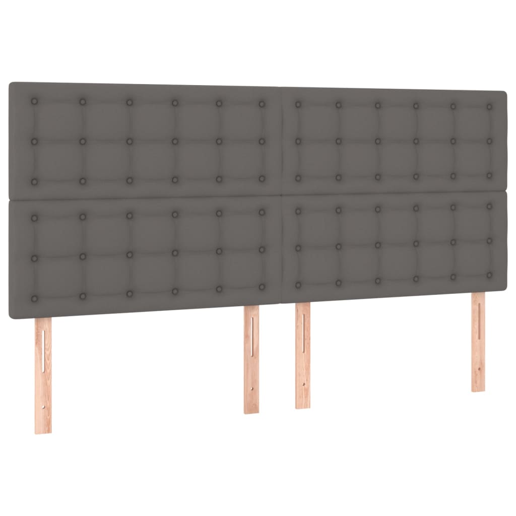 Pat box spring cu saltea, gri, 200x200 cm, piele ecologică GartenMobel Dekor