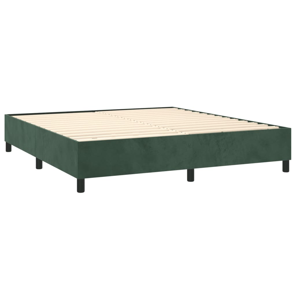 Pat box spring cu saltea, verde închis, 160x200 cm, catifea GartenMobel Dekor