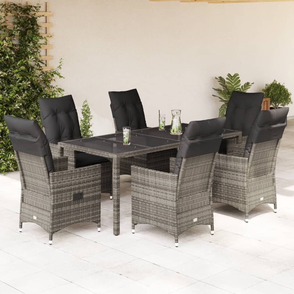 Set mobilier de grădină cu perne, 7 piese, gri, poliratan GartenMobel Dekor