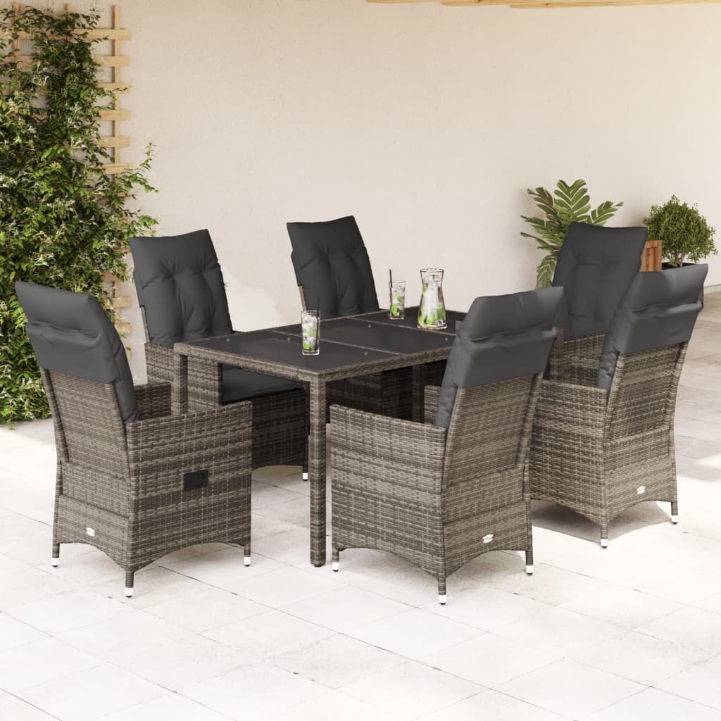 Set mobilier de grădină cu perne, 7 piese, gri, poliratan GartenMobel Dekor