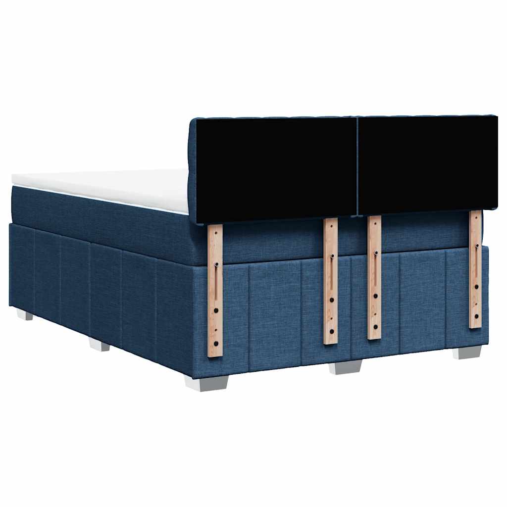 Pat box spring cu saltea, albastru, 140x200 cm, textil GartenMobel Dekor