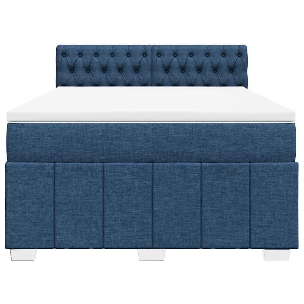 Pat box spring cu saltea, albastru, 140x200 cm, textil GartenMobel Dekor