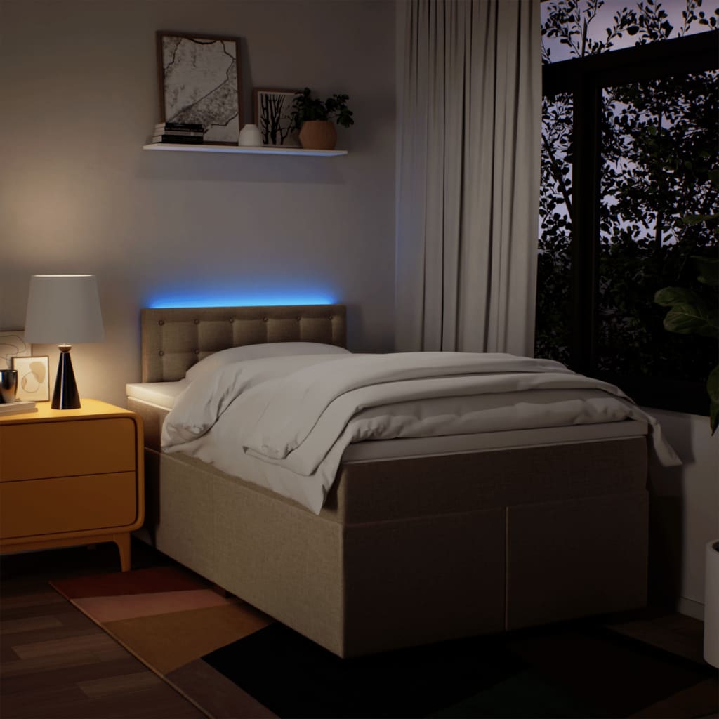 Pat box spring cu saltea, crem, 120x200 cm, textil GartenMobel Dekor