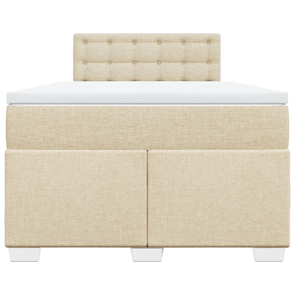Pat box spring cu saltea, crem, 120x200 cm, textil GartenMobel Dekor