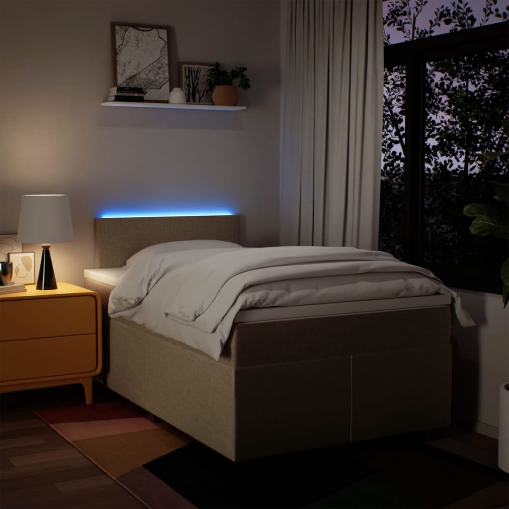 Pat box spring cu saltea, crem, 120x200 cm, textil GartenMobel Dekor