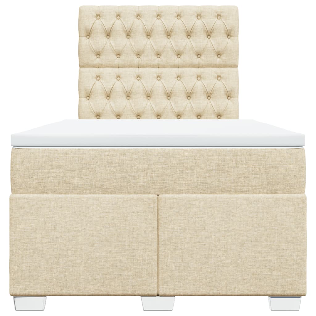 Pat box spring cu saltea, crem, 120x200 cm, textil GartenMobel Dekor